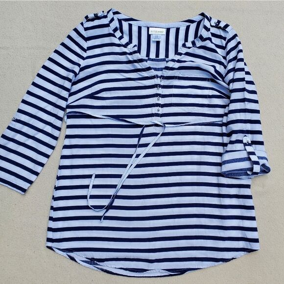 Motherhood Maternity 3/4 sleeve striped blouse - Picture 5 of 9